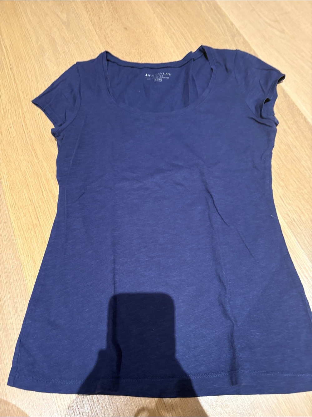 Ann Taylor Navy Scoop Neck Short Sleeve Tee
